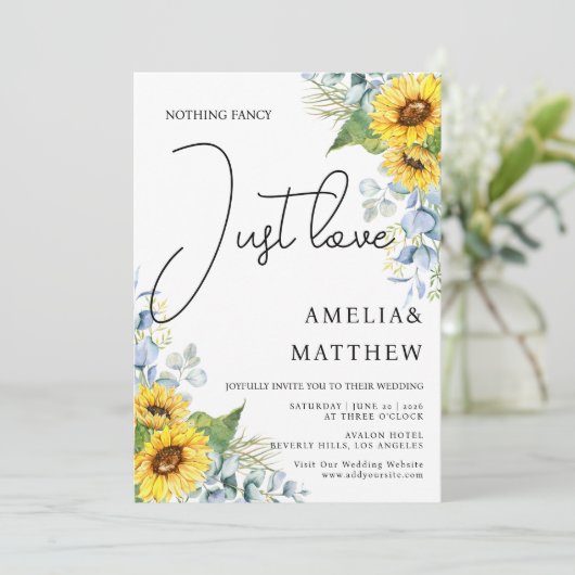 緑素朴の花が大好き結婚ひまわり 招待状 (スタンド正面)