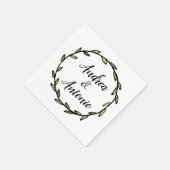 緑素朴の葉のリース結婚ズ スタンダードカクテルナプキン (角)