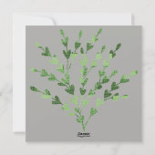 緑素朴の葉の写真メリークリスマス シーズンカード (裏面)