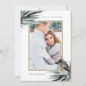 緑素朴の葉写真楽しいクリスマス シーズンカード (正面)