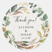 緑素朴の葉植物好き ラウンドシール (正面)