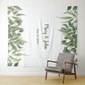 緑素朴の葉緑の葉の結婚写真 タペストリー (インサイチュ(横))