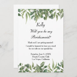 緑素朴の葉草の葉の花嫁 招待状