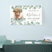 緑素朴の高地の牛の赤ちゃんシャワーへようこそ 横断幕 (トレードショー)