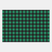 緑素朴の黒バッファロープレイドメリークリスマス ラッピングペーパーシート (正面)