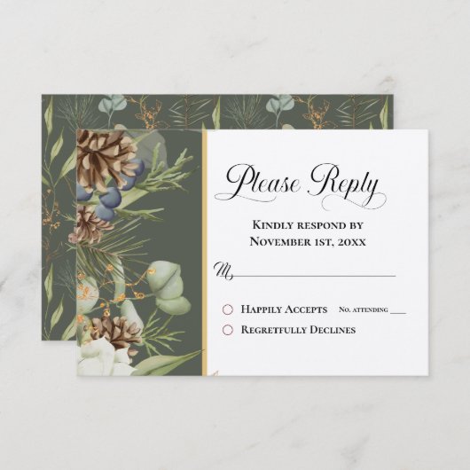 緑素朴のWoodland Pineconesに返信 (正面/裏面)