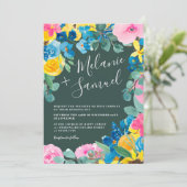 緑素朴はっきりした夏のフローラ写真結婚。 招待状 (スタンド正面)