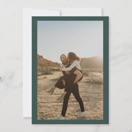 緑素朴はっきりした夏のフローラ写真結婚。 招待状 (裏面)