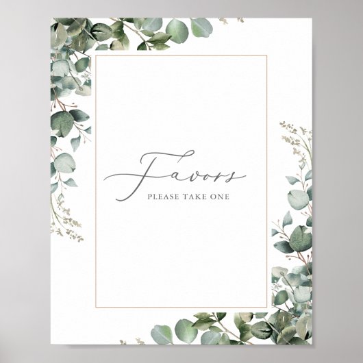 緑素朴エレガントのユーカリ結婚式の引き出物 ポスター (正面)