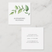 緑素朴エレガント水色緑 スクエア名刺 (正面/裏面)