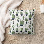 緑素朴サボテン砂漠パターン クッション (ブランケット)