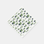 緑素朴サボテン砂漠パターン スタンダードカクテルナプキン (角)