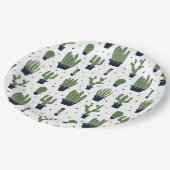 緑素朴サボテン砂漠パターン ペーパープレート (アングル)