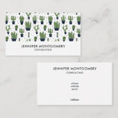 緑素朴サボテン砂漠パターン 名刺 (正面/裏面)