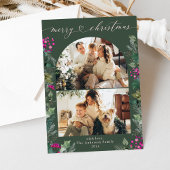 緑素朴ピンクユニークのクリスマスカードメッセージ シーズンカード