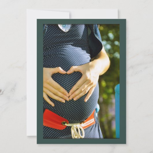 緑素朴フローラ写真ベビーのシャワー 招待状 (裏面)