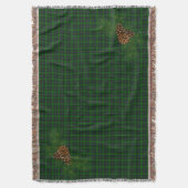 緑素朴ブラックプレイドパターン松コーン スローブランケット (正面縦)
