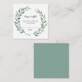 緑素朴リースおむつラッフルチケット エンクロージャーカード (正面/裏面)