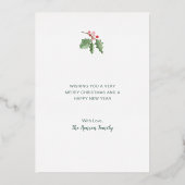 緑素朴リースメリークリスマス金ゴールド 箔シーズンカード (裏面)
