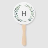 緑素朴リースモノグラム結婚式 プログラム ハンドファン (正面)