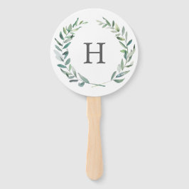 緑素朴リースモノグラム結婚式 プログラム ハンドファン