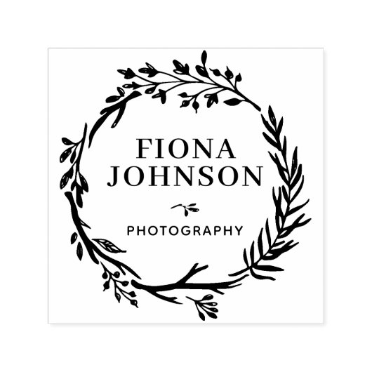 緑素朴リース個人職業 セルフインキングスタンプ (デザイン)