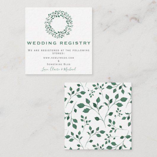 緑素朴リース |の結婚レジストリの挿入 エンクロージャーカード (正面/裏面)
