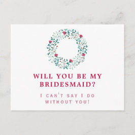 緑素朴リース | Be my Bridesmaid 結婚's インビテーションポストカード