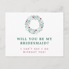 緑素朴リース | Be my Bridesmaid 結婚's インビテーションポストカード