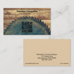 緑素朴丸鋸大工QRコード前面 名刺