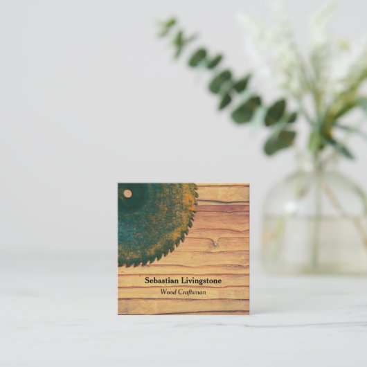 緑素朴丸鋸職業 スクエア名刺 (スタンド正面)