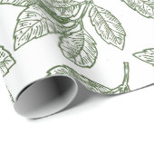 緑素朴冬葉ホリデーラッピング紙 ラッピングペーパー (ロールコーナー)
