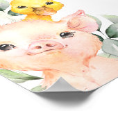 緑素朴園動物の赤ちゃんシャワー ポスター (角)