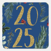 緑素朴園2025青い新年の休日 スクエアシール (正面)