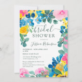 緑素朴夏フローラ写真ブライダルシャワー 招待状 (正面)