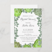 緑素朴多肉類ブライダルシャワー招待状 招待状 (正面/裏面)