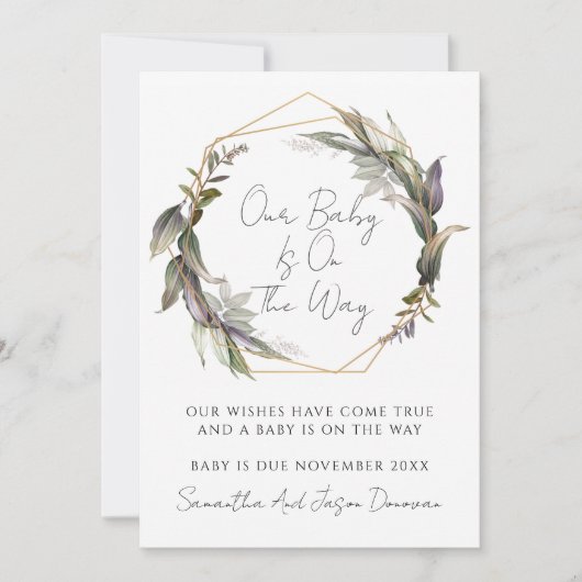 緑素朴妊娠 案内状 (正面)