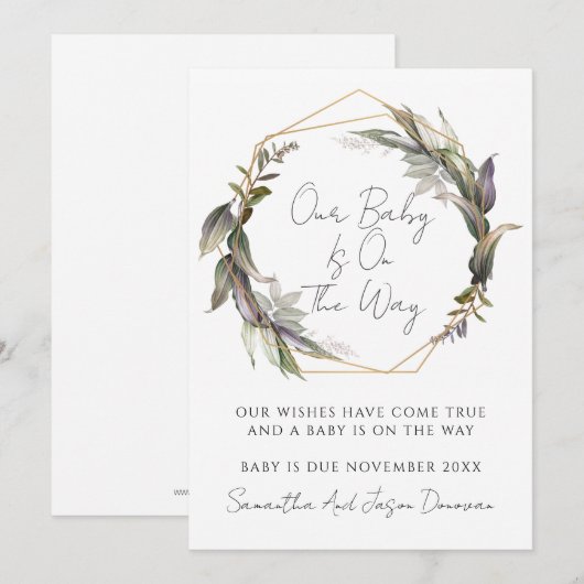 緑素朴妊娠 案内状 (正面/裏面)