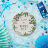 緑素朴恐竜3歳レックス3歳 ペーパープレート (パーティー)