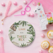 緑素朴恐竜3歳レックス3歳 ペーパープレート (パーティー)