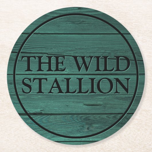 緑素朴材フェイク刻名バー ラウンドペーパーコースター (正面)