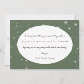 緑素朴松の冬の輝結婚き サンキューカード (裏面)