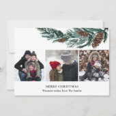 緑素朴松コーン枝3写真ミニマリスト シーズンカード (正面)