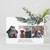 緑素朴松コーン枝3写真ミニマリスト シーズンカード (スタンド正面)