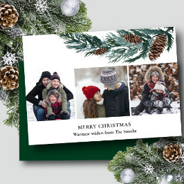 緑素朴松コーン枝3写真ミニマリスト シーズンカード