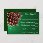 緑素朴松コーンRSVP結婚カード 出欠カード (正面/裏面)