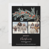 緑素朴松赤メリークリスマス3枚の写真 シーズンカード (正面)