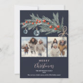 緑素朴松赤メリークリスマス3枚の写真 シーズンカード (正面)