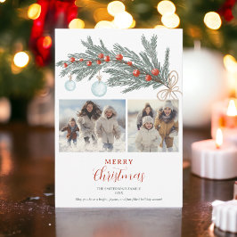 緑素朴松赤メリークリスマス3枚の写真 シーズンカード