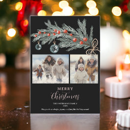 緑素朴松赤メリークリスマス3枚の写真 シーズンカード